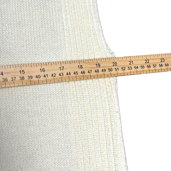 Vintage Cream Sweater Vest Open Front Pockets Knit Cardigan Grandmacore Womens S - Picture 4 of 12